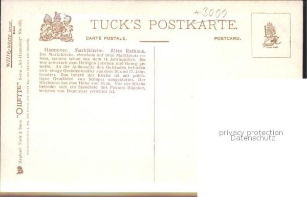 Verlag Tucks Oilette Nr. 695 Hannover Marktkirche Altes Rathaus – Bild 2