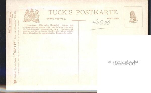 Verlag Tucks Oilette Nr. 695 Hannover Alte Kanzlei Charles E. Fl – Bild 2