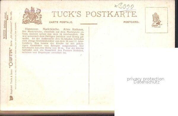 Verlag Tucks Oilette Nr. 695 Hannover Marktkirche Altes Rathaus – Bild 2