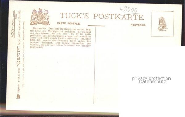 Verlag Tucks Oilette Nr. 695 Hannover Altes Rathaus Charles E. F – Bild 2