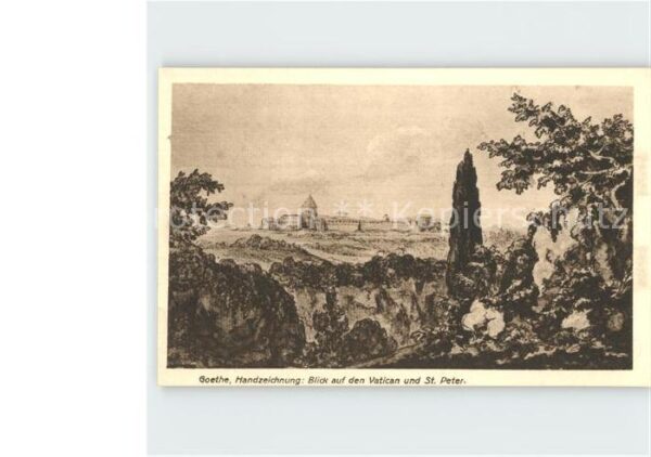 Goethe Johann Wolfgang von Handzeichnung Blick auf den Vatican und