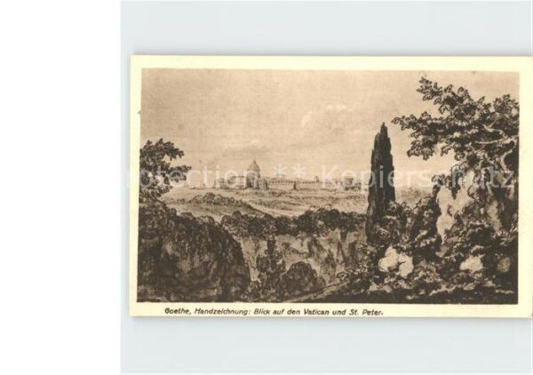 Goethe Johann Wolfgang von Handzeichnung Blick auf den Vatican und