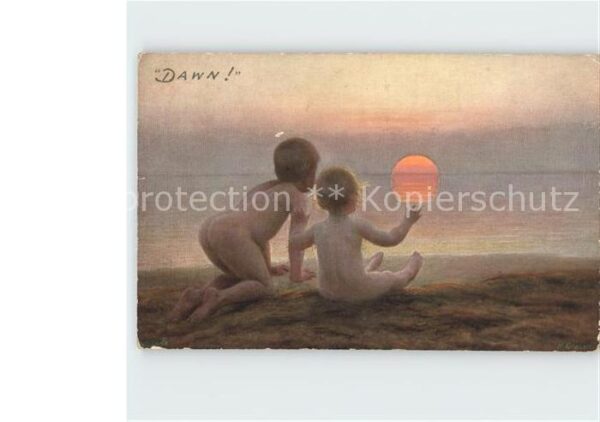 Verlag Tucks Oilette Nr. 2941 Dawn Kinder Sonnenuntergang