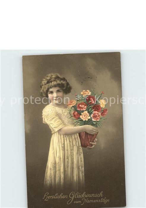 Namenstag Namenskarte Glückwunsch Kind Nelken Litho