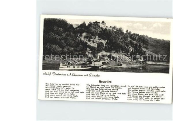 Dampfer Seitenrad Weserlied Schloss Fürstenberg