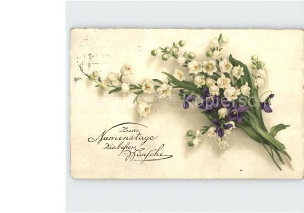Namenstag Namenskarte Maiglöckchen Veilchen Litho