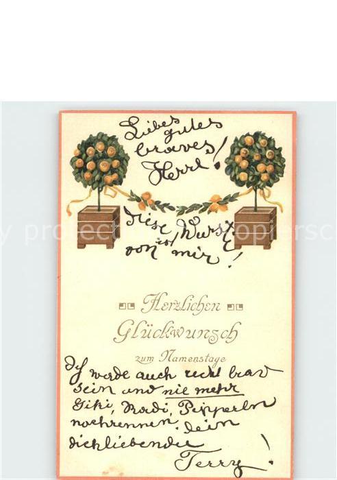 Namenstag Namenskarte Glückwunsch Zitronenbäume Litho