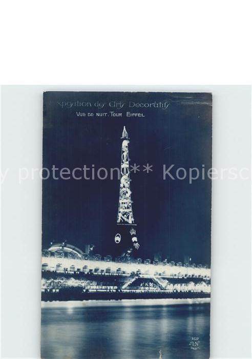 Exposition Arts Decoratifs Paris 1925 Tour Eiffel Vue de Nuit Foto-AN-Paris-N