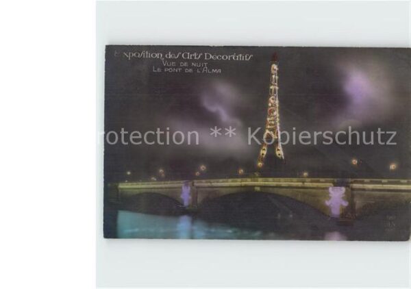 Exposition Arts Decoratifs Paris 1925 Pont de l'Alma Vue de Nuit Foto-AN-Pari