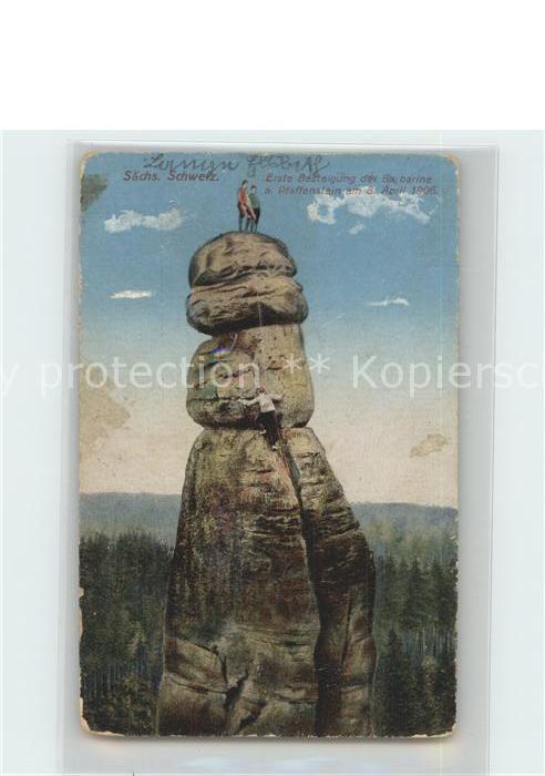 Klettern Bergsteigen Barbarine Pfaffenstein Erste Besteigung