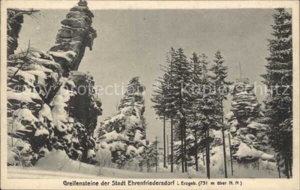 Greifensteine Erzgebirge Felsformationen im Winter