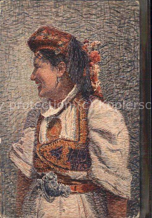 Bosnien Herzegowina Frau in Tracht Künstlekarte
