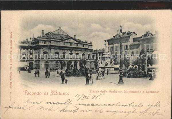 Milano Piazza della Scala Monumento a Leonardo