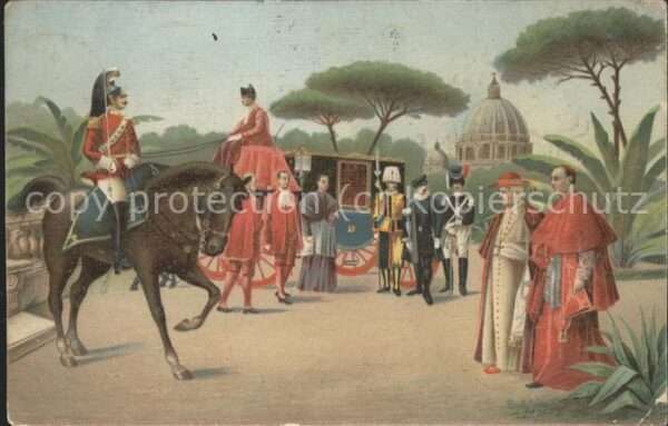 Italien Italia Italy Pabst Pferdekutsche Künstlerkarte