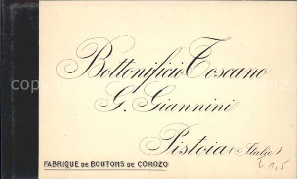 Pistoia Bottonificio Coscano Etikett