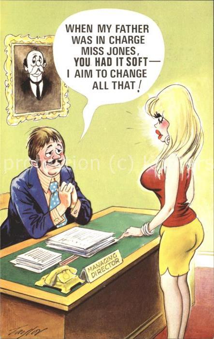 Kuenstlerkarte No. 672 Comic Humor Frau Chef Managing