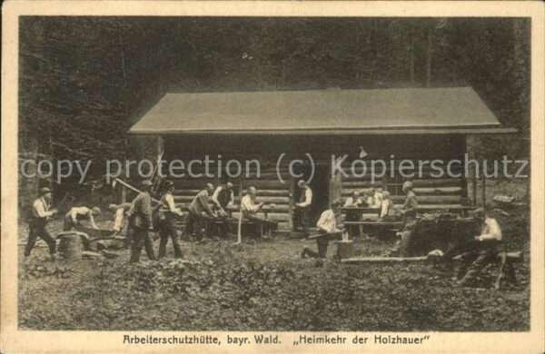Landwirtschaft Holzfäller Arbeiterschutzhütte bayr. Wa