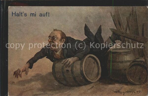 Kuenstlerkarte Bier Fass