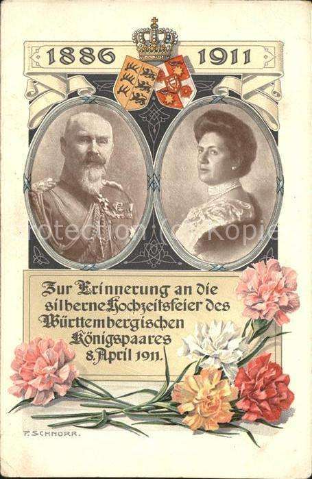 Adel Wuerttemberg silberne Hochzeit Königspaar Krone Wapp