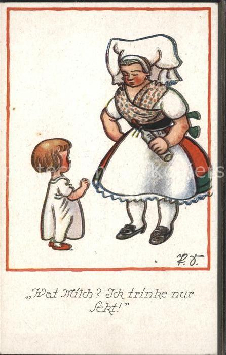 Kuenstlerkarte Paul S. Tracht Kind Milch
