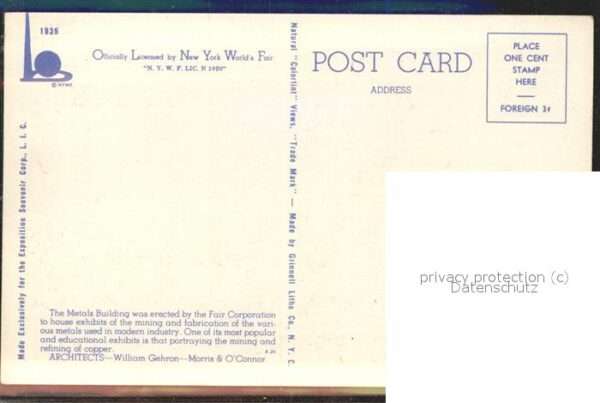 Exposition Worlds Fair New York 1939 Hall of Metals – Bild 2