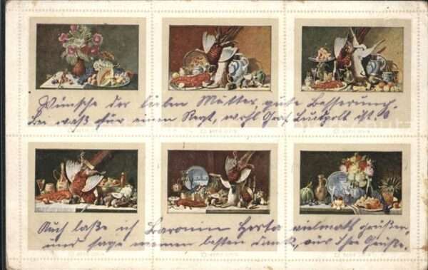 Briefmarken auf Postkarte Stillleben