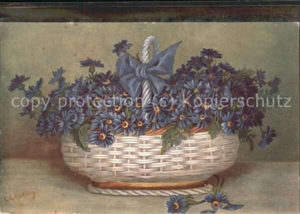 Kuenstlerkarte L. L. Reckling Blumenkorb