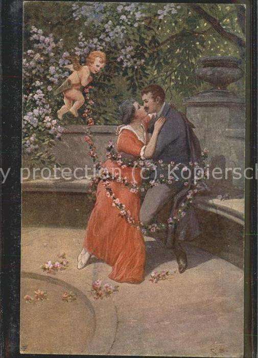 Kuenstlerkarte C. Benesch gem. Rosenketten Liebeskette