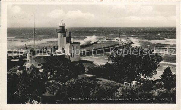 Kolberg Ostseebad Kolobrzeg Leuchtturm Hafeneinfahrt Windstärke 9