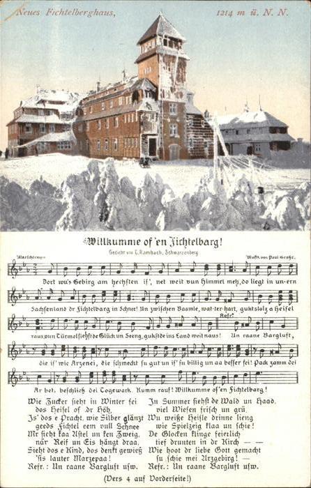 Liederkarte Willkumme of en Fichtelbarg C. Rambach