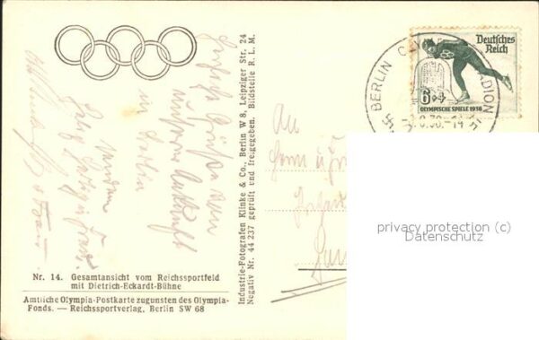 Stadion Olympia Berlin Reichssportfeld Dietrich – Bild 2