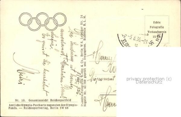 Stadion Reichssportfeld Olympia-Postkarte Nr. 1 – Bild 2