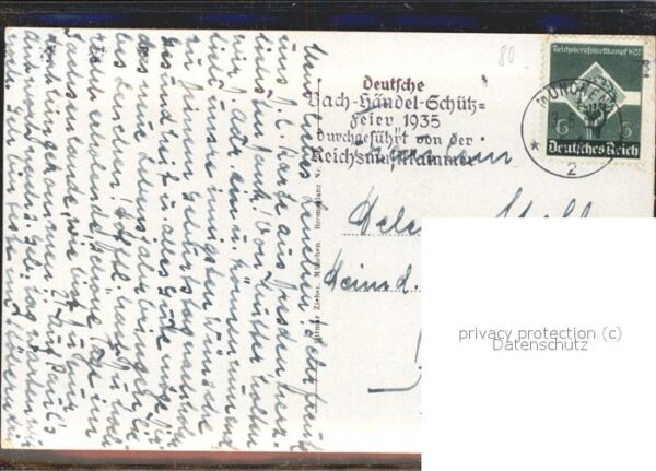 Haendel Georg Friedrich Schützfeier Stempel München Königsplatz – Bild 2
