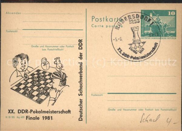 Schach DDR-Pokalmeisterschaft Rudersdorf