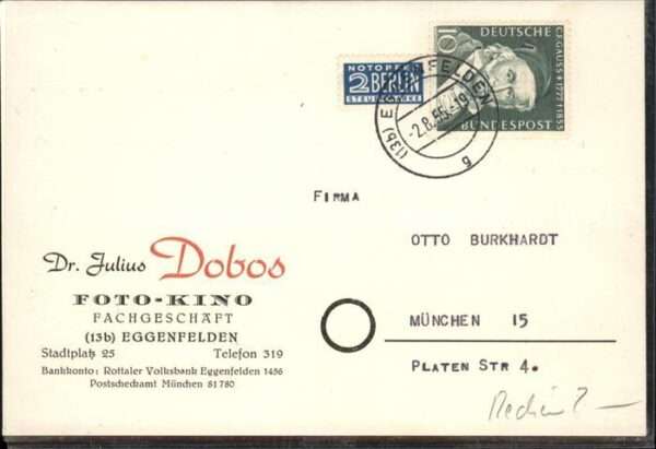 Werbung Reklame Dr. Julius Dobos Foto-Kino Fachgeschäft