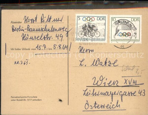 Schach Berlin Fernschachkarte