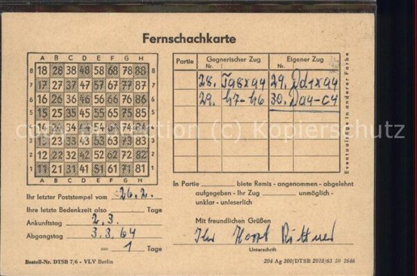 Schach Fernschachkarte Berlin