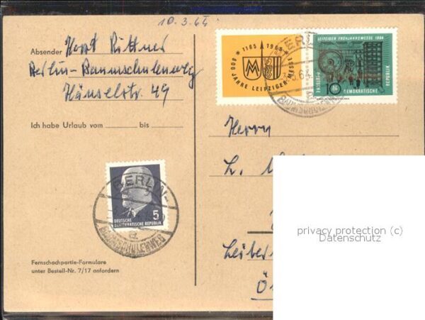 Schach Fernschachkarte Berlin – Bild 2