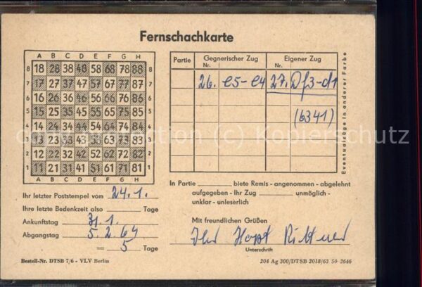 Schach Fernschachkarte