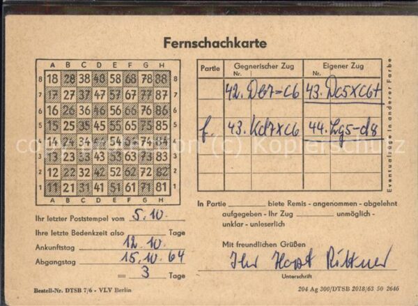Schach Fernschachkarte Berlin