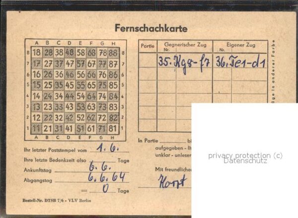 Schach Fernschachkarte Berlin – Bild 2