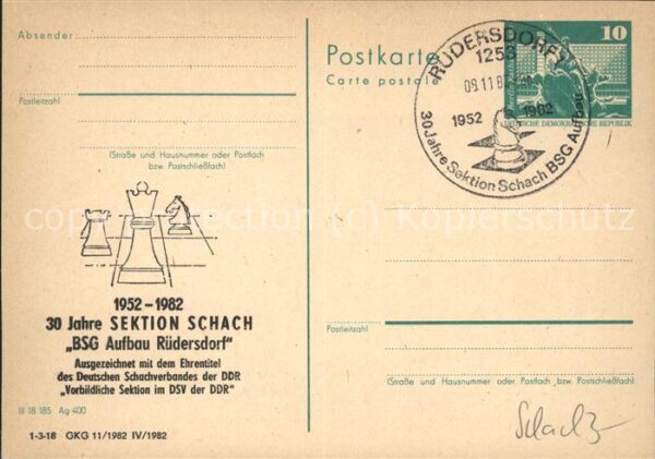 Schach Sektion BSG Aufbau Rüdersdorf