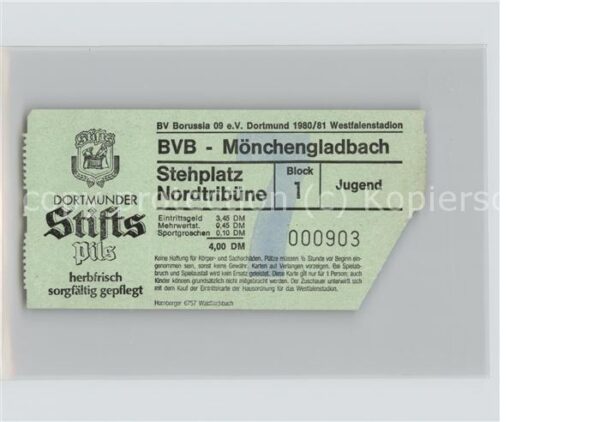 Fussball BVB-Mönchengladbach Eintrittskarte