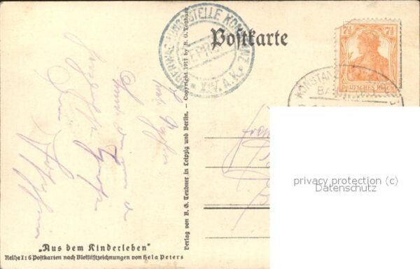 Kuenstlerkarte Hela P. Große Wäsche Kind Puppen Zeichn – Bild 2