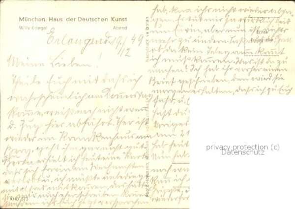 Kuenstlerkarte Willy Kriegel Abend Haus der Deutschen – Bild 2