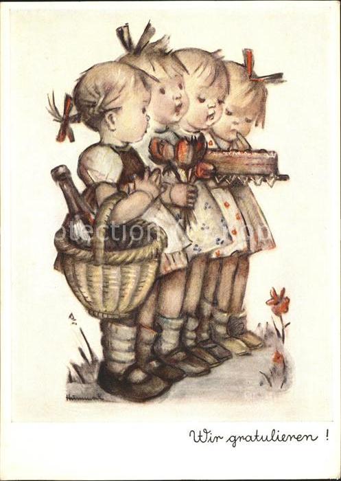 Hummel Nr. 5615 Kinder Wir gratulieren Kuchen