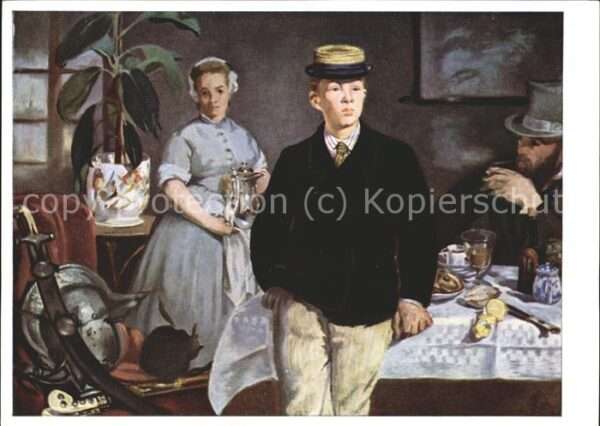 Kuenstlerkarte Edouard Manet Früstück im Atelier