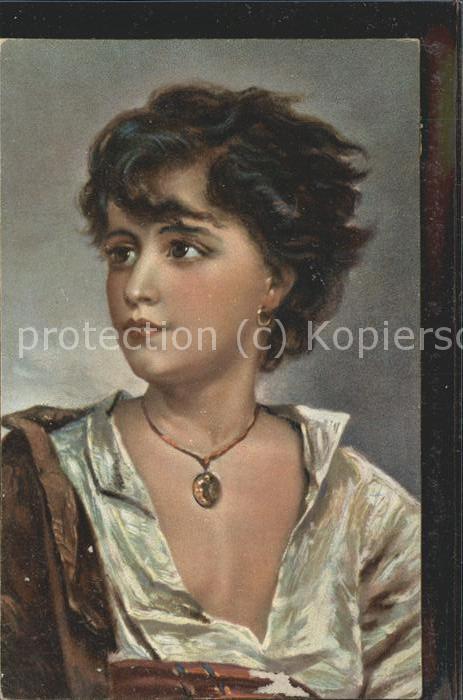 Kuenstlerkarte Gustav Richter Berlin Fischerknabe