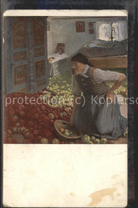 Kuenstlerkarte R. M. Eicihler Die Apfelkammer