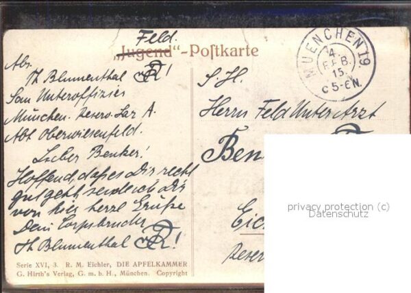 Kuenstlerkarte R. M. Eicihler Die Apfelkammer – Bild 2